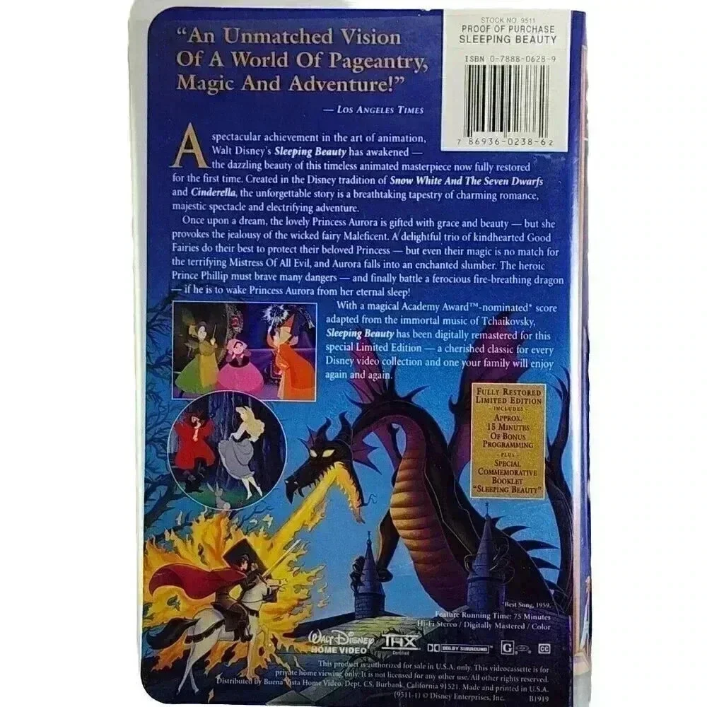 Sleeping Beauty VHS Walt Disney Masterpiece Limited Edition 9511